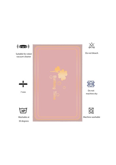 Dijital Kaymaz Yıkanabilir Banyo Mutfak Salon Paspas Halısı Trend Modern Al4011 Pembe