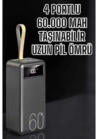 Powerbank 60.000 Mah Hızlı Şarj 4 Çıkışlı Uzun Şarj Süreli Dijital Göstergeli Tkdytgsynuq9moam8o0 Çok Renkli
