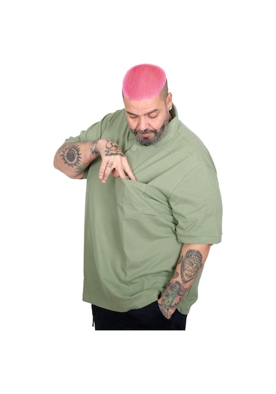 Mode Xl Battal Beden Erkek Tshirt Polo Yaka Cepli Klasik Pike 20552 Çağla Yeşili