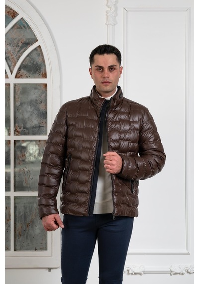Regular Fit Dik Yaka Astarlı Kapitone Erkek Mont 001