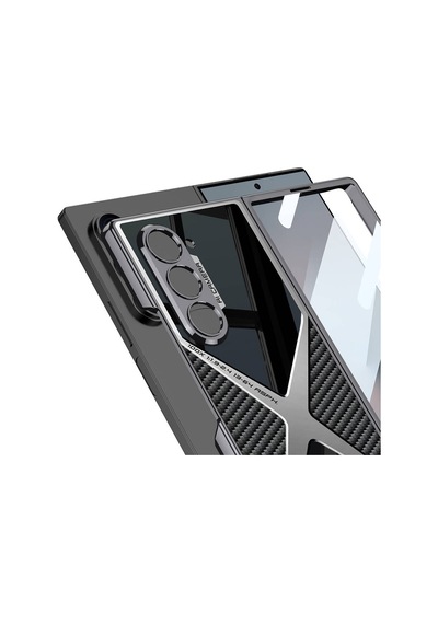 Nourthkiingdom Galaxy Uyumlu Z Fold 6 Kılıf Ultra İnce Kamera Korumalı Pc + Karbon Arka Yüzey Nrtk X-pro Kapak-siyah Siyah