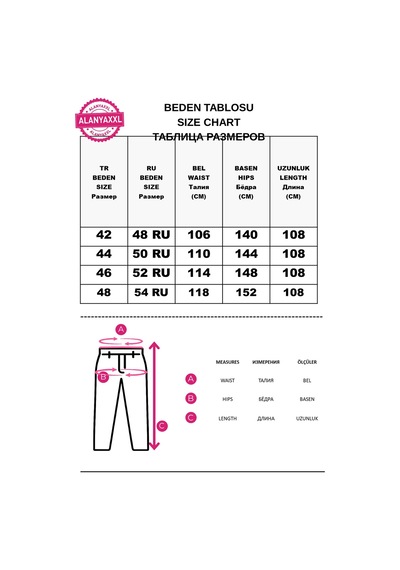Büyük Beden Venüs Kumaş Lastikli Yüksek Bel Bol Paça Kadın Pantolon Taş