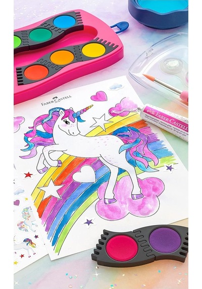12 Renk Sulu Boya 1 Adet Unicorn Tek Boynuzlu At Suluboya 12 Li Değişebilir Tablet Connectör Çok Renkli