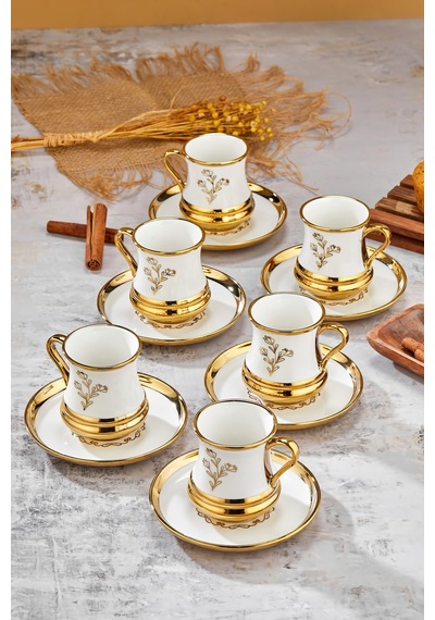 Cooker 6 Kişilik 180 Ml Porselen Çay Ve Kahve Fincan Takımı Ckr3460 Altın
