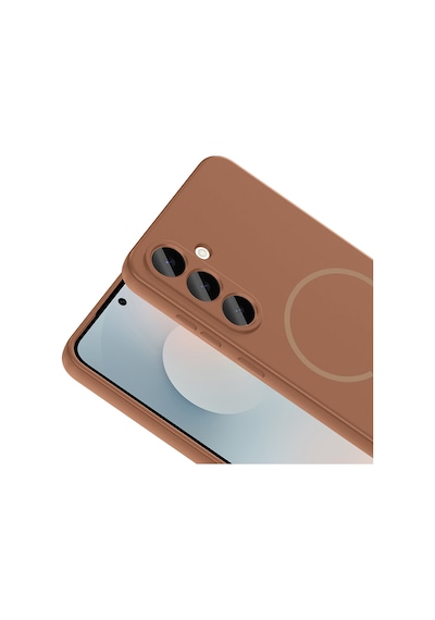 Samsung Uyumlu Galaxy S25 Fe Kılıf Meta Lansman M-safe Kamera Korumalı İçi Kadife Yumuşak Renkli Süet Silikon Kahverengi
