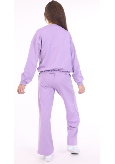 Toontoy Kids Toontoy Kız Çocuk 2'li Takım Baskılı Bisiklet Yaka Sweatshirt & Beli Lastikli Bol Paça Eşofman Altı - 2 İplik Lila Toontoy Kids Toontoy Kız Çocuk 2'li Takım Baskılı Bisiklet Yaka Sweatshirt & Beli Lastikli Bol Paça Eşofman Altı - 2 İplik Lila
