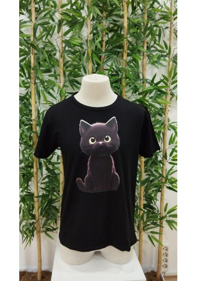 Efnaz Style Erkek Bisiklet Yaka Kedi Baskılı Süprem T-shirt Siyah