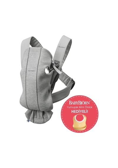 BabyBjörn 2'li Set Pastel Oyuncaklı Bliss Ana kucağı Petal Woven & Kanguru Mini 3D Jersey Light Grey