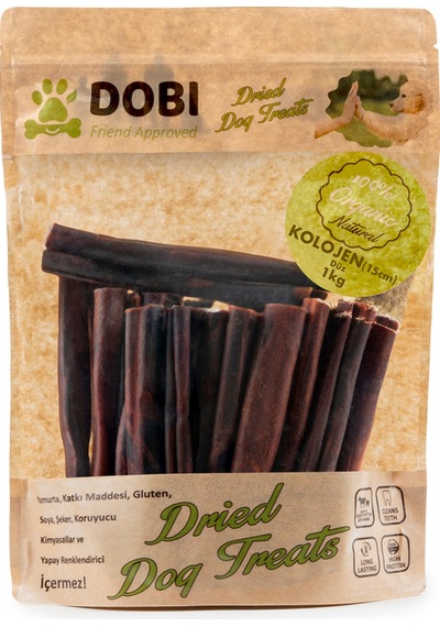 %100 Doğal Kolajen Köpek Çiğneme Ödülü 1 Kg Katkısız, Yüksek Proteinli, Diş Temizleyici 15cm