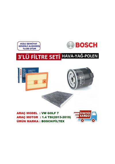 Vw Golf 7 1.4 Tsı Bosch  Filtre Bakım Seti (2013-2019)