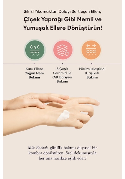 Yaşlanma Karşıtı Yumuşatıcı Parfümlü El Kremi Mılk Baobab Blooming Perfume Hand Cream White Soap