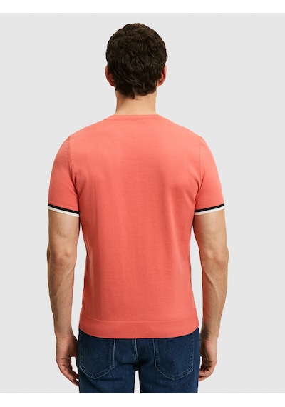 Mercan Slim Fit Bisiklet Yaka Triko T-shirt Kirmizi