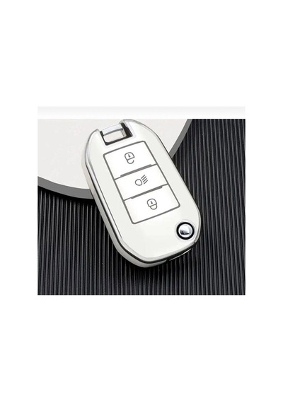 Peugeot 3008 208 308 508 Rifter Anahtar Kılıfı Beyaz Krom 2.resim