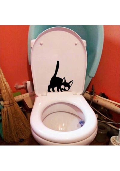 Kedi Klozet Sticker Yapıştırması Sticker 3 Model (421075951)