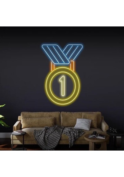 Birinci Yazılı Madalya Figürlü Neon Tabela Turuncu