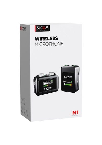 Sjcam M1 WiFi Tek Vericili Gürültü Engelleme 100 Metre Menzil LCD Ekran Minimal Tasarım Kablosuz Yaka Mikrofonu Siyah