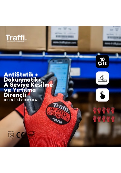 10çift Tg1290 Dokunmatik,antistatik A Seviye Direnç İş Eldiveni