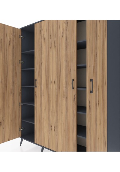 Hyperion Gardrop 10 Raflı 4 Kapaklı 176x44x221 Antrasit-çam/antrasit Çam/antrasit Hyperion Gardrop 10 Raflı 4 Kapaklı 176x44x221 Antrasit-çam/antrasit Çam/antrasit