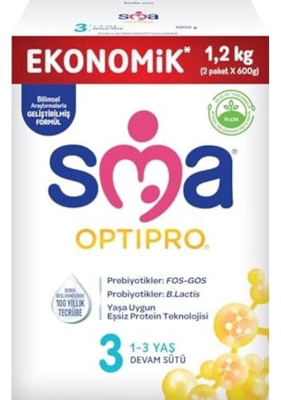 Sma Optipro 3, 1-3 Yaş Devam Sütü, 1.2 Kg 2 X 600 G
