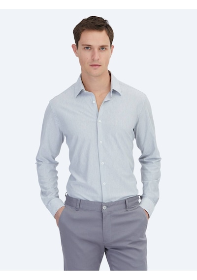 Kip Siyah Çizgili Regular Fit Casual Pamuk Karışımlı Gömlek Kip Siyah Çizgili Regular Fit Casual Pamuk Karışımlı Gömlek