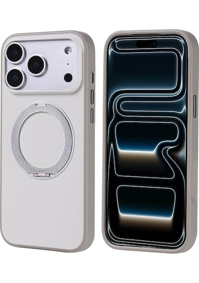 Apple iPhone Uyumlu 17 Pro Max Kılıf M-safe Şarj Özellikli Standlı Zore Proton Silikon Kapak Gri