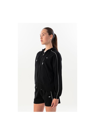 Maraton Comfort Kadın Kapüşonlu Siyah-beyaz Tracktop Siyah-beyaz