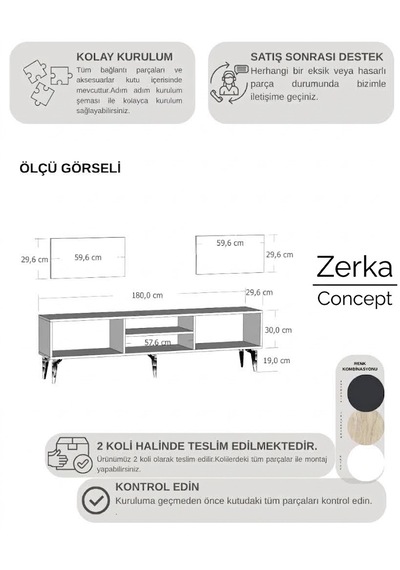 Marbella Tv Sehpası Tv Ünitesi Antrasit Altın Beyaz - Altın