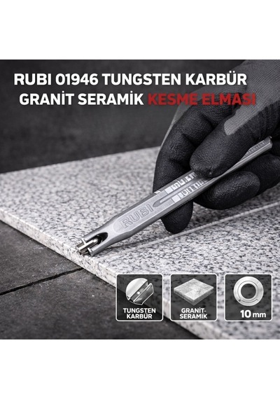 Rubi 01946 Tungsten Karbür Granit Seramik Kesme Elması Saplı 10 Mm