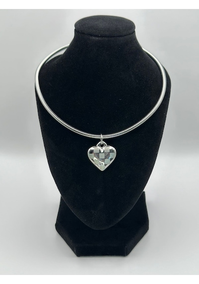 Arnes Jewelry Çelik Gold Ve Silver Kalpli Kolye Gümüş