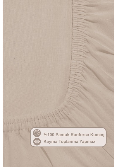 Elart Basic Lastikli Çarşaf Seti King Size 180x200+28 Bej