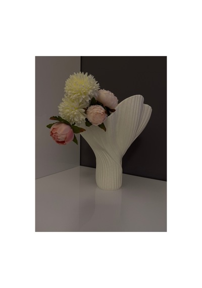 Petal Formlu Dekoratif Vazo Çiçek Yaprağı Tasarımlı Modern Vazo - 25cm Beyaz