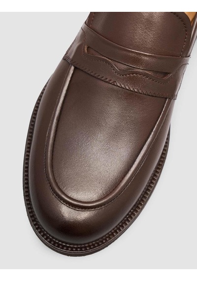 Cabani Hakiki Deri Kahverengi Erkek Klasik Loafer Ayakkabı Kahverengi