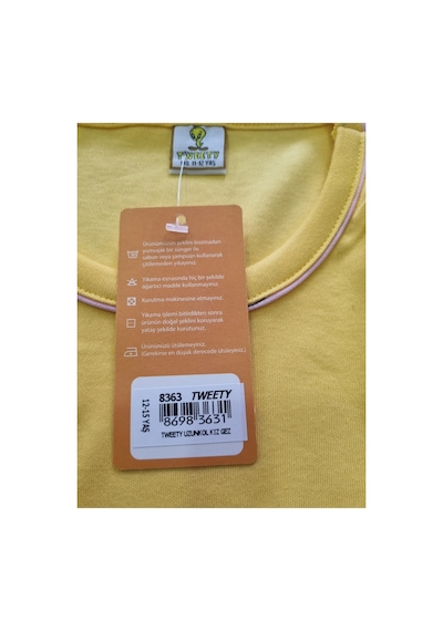 Uğur Bebe Kız Çocuk %100 Pamuk Sarı Renk Tweety Desenli Mevsimlik Pijama Takımı Sarı Sarı