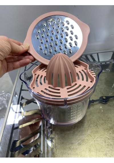 Sıkacak Ve Rende Seti - Çok Amaçlı Rende Ölçüm Kabı Narenciye Limon Sıkacağı Pembe Pudra