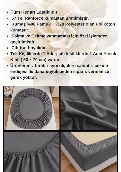 Ranforce Kumaştan Gül Kurusu Renkli Tek Kişilik Çarşaf Takımı