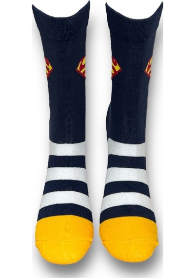Me-vo Tekli Lacivert Renkli Unisex Esnek Nem Alabilen Pamuklu Superman Desenli Soket Çorap Lacivert