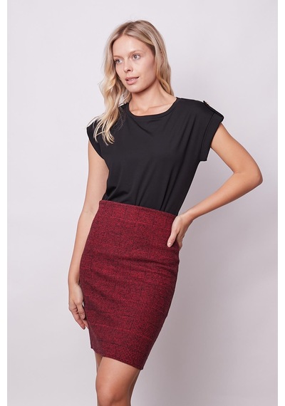 Jument Kadın Kaliteli Likrasız Span Kumaş Geniş Sıfır Yaka Duble Kollu Apoletli Düğmeli T-shirt Bluz-siyah Siyah