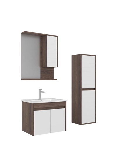 Orka Serra 65 Cm Navaro/beyaz Banyo Dolabı Takımı Ve Boy Dolabı Navaro/beyaz