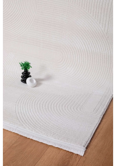 Voyage %100 Akrilik Yumuşak Dokulu Halı Kilim Salon Mutfak Koridor Yolluk Dokuma Makine Halısı Ac-114 Krem