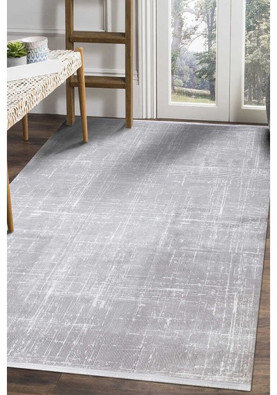 Parlak Saten Dokulu Poem Bambu Tuşe Modern Trend Halı Pm03 Gri