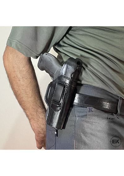 Erolav Sar-9 Ve Tp-9 Uyumlu İç-dış Taşıma Siyah Deri Silah Kılıfı Sarı - Siyah