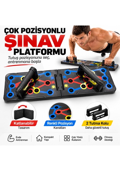 Katlanabilir Şınav Tahtası Çok Pozisyonlu Push Up Board Şınav Barı