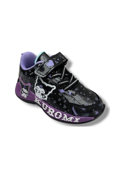 Cakgo Kuromi 725-26 Simli Parlak Deri Anatomik Kız Çocuk Sneaker Siyah Lila 26-30 Siyah
