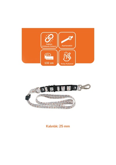 Köpekler İçin Dayanıklı Ve Güvenli, Desenli Eller Serbest Gezdirme Tasması 25mm Gri