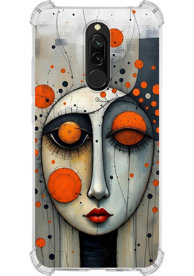 Redmi 8 İle Uyumlu Köşe Korumalı Kılıf Metamorfoz Focus Tasarımlı Uv Baskılı Şeffaf