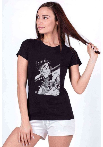 Anime One Punch Man Baskılı Siyah Kadın Tshirt (534665351)