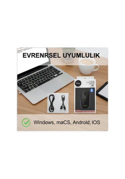 Kablosuz Mouse, Çift Modlu Bluetooth 5.0 + 2.4ghz Usb Şarj Edilebilir Rgb Işıklı Sessiz Mouse, Pc, Laptop, Macbook, Tablet, İpad, Telefon Uyumlu Bgms, Siyah