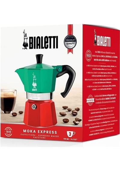 Bialetti - Moka Express Italia: 3 Cups Ocak Üstü Espresso Pişiric