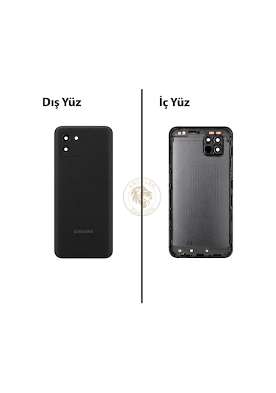 Samsung Galaxy A03 Siyah Renk Lensli Arka Kapak Arka Cam Batarya Kapağı Pil Kapağı Lazer Kesim Back Cover Galaxy A03 Uyumlu