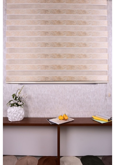 Gold Düz-çizgili Etek Dilimsiz Ds 11805 V1 Zebra Stor Güneşlik Perde